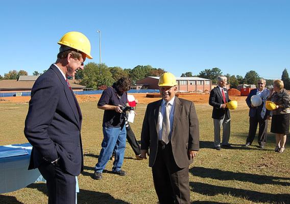 Congressman Bob Etheridge, Deputy Under Secretary Vasquez visit the Middlesex Elementary School Construction site in North Carolina