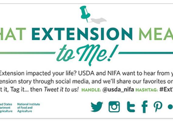 If you are a 4-H’er, a farmer or backyard gardener who works with your local Extension agent, or a part of a Land Grant University – tell us how Extension has helped, improved or even changed your life using #Ext100Years!