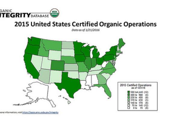 2015 United States Certified Organic Operations map