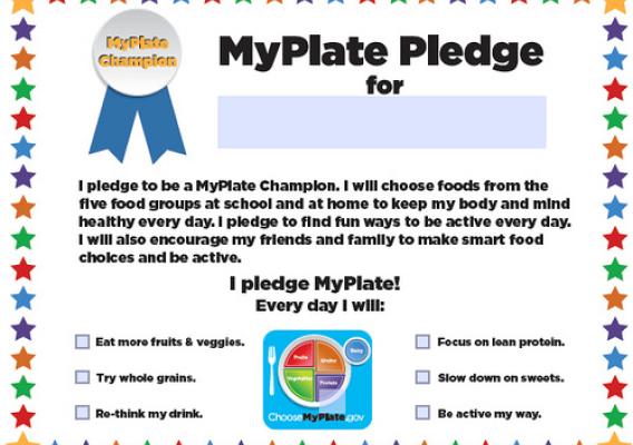 Kids who take the MyPlate Champions Pledge make a promise to themselves to make healthier choices every day.