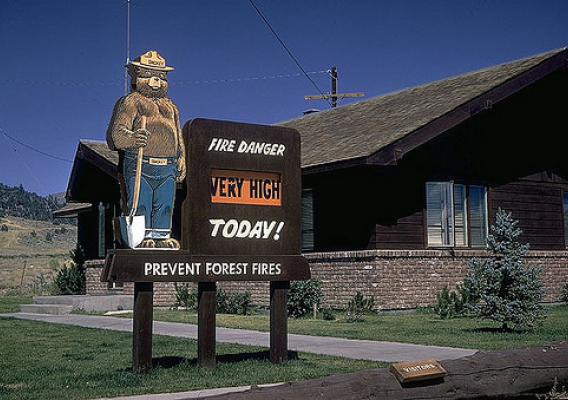 Smokey Bear fire danger signs can be seen on many national forests and grasslands as a reminder to visitors that, “Only YOU can prevent wildfires.” (U.S. Forest Service)
