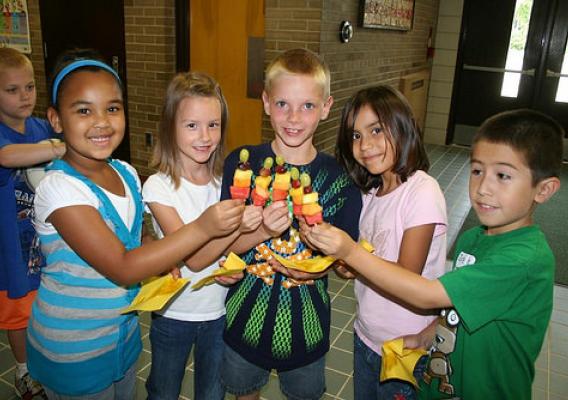 Waterford students learned how to make “Smart Snacks” (fruit kabobs) and the nutrition benefits of each fruit.