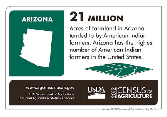 American Indian operators run more than half of all farms in AZ, according to the 2012 Census of Agriculture. Check back next week for another close-up of another state’s agriculture scene from the 2012 Census.