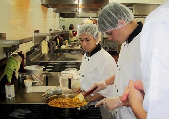 Plymouth School District (Wisconsin) students compete in a Student Chef Competition.