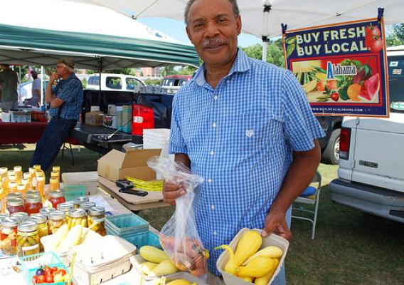 Gene Thornton with his produce at Ag Heritage Park