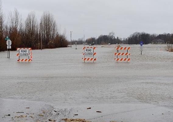 Flooded out roads in Cass County, North Dakota.