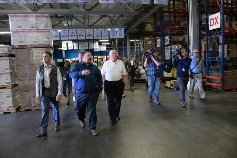 Agriculture Secretary Sonny Perdue touring Sysco Corporation facilities in San Diego, California.
