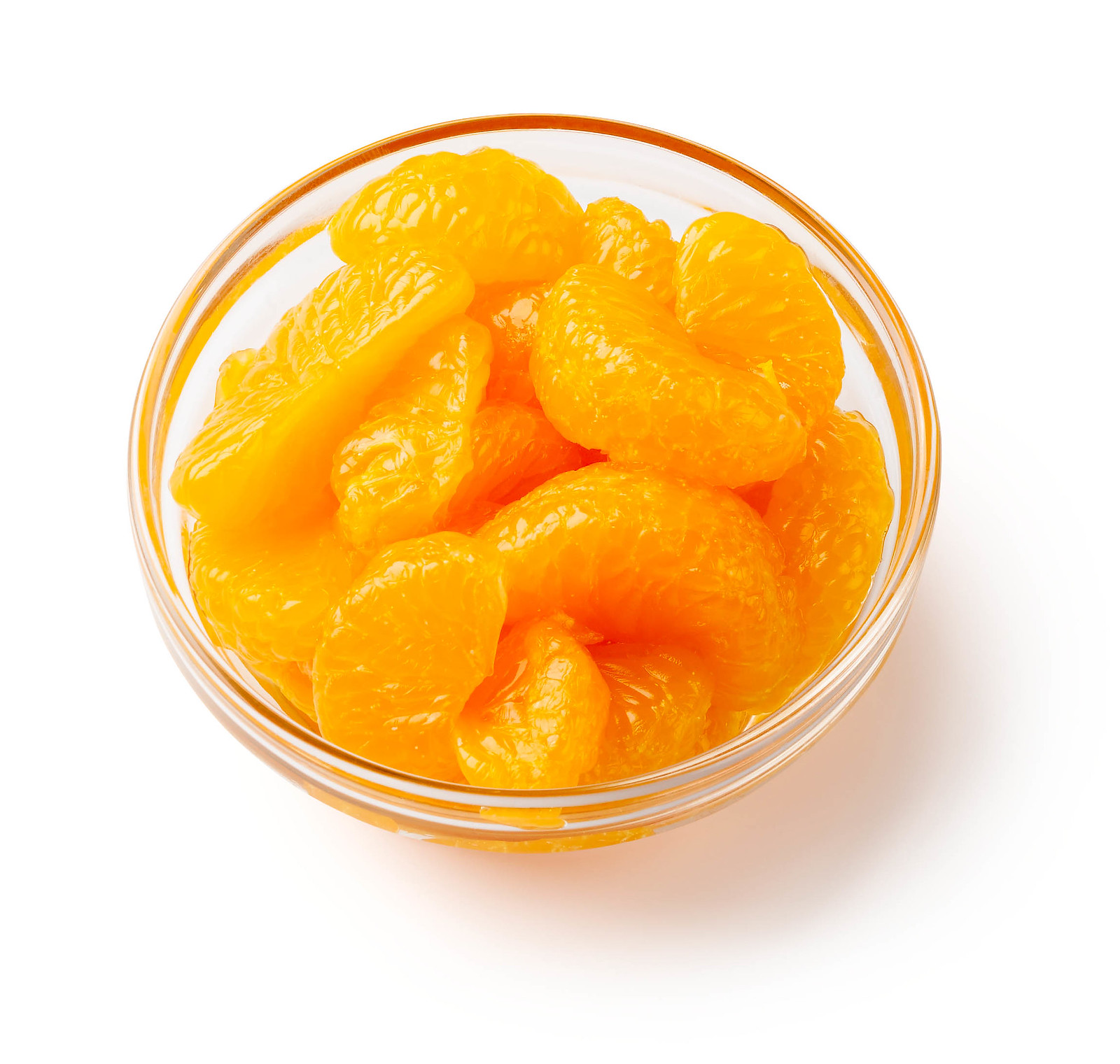 Mandarin orange slices in clear bowl