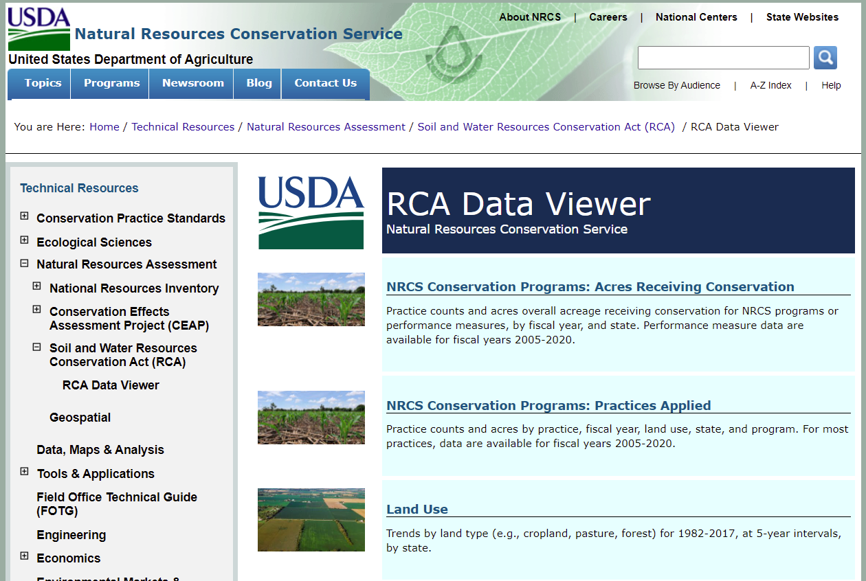 A screenshot showing the RCA Data Viewer page