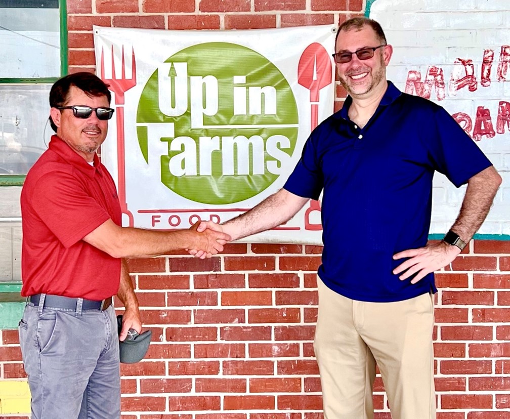 From left to right - Charles E. Lea, Jr. Outreach Coordinator with MS NRCS and David Watkins Jr. Director of Up in Farms Food Hub, in Jackson, MS