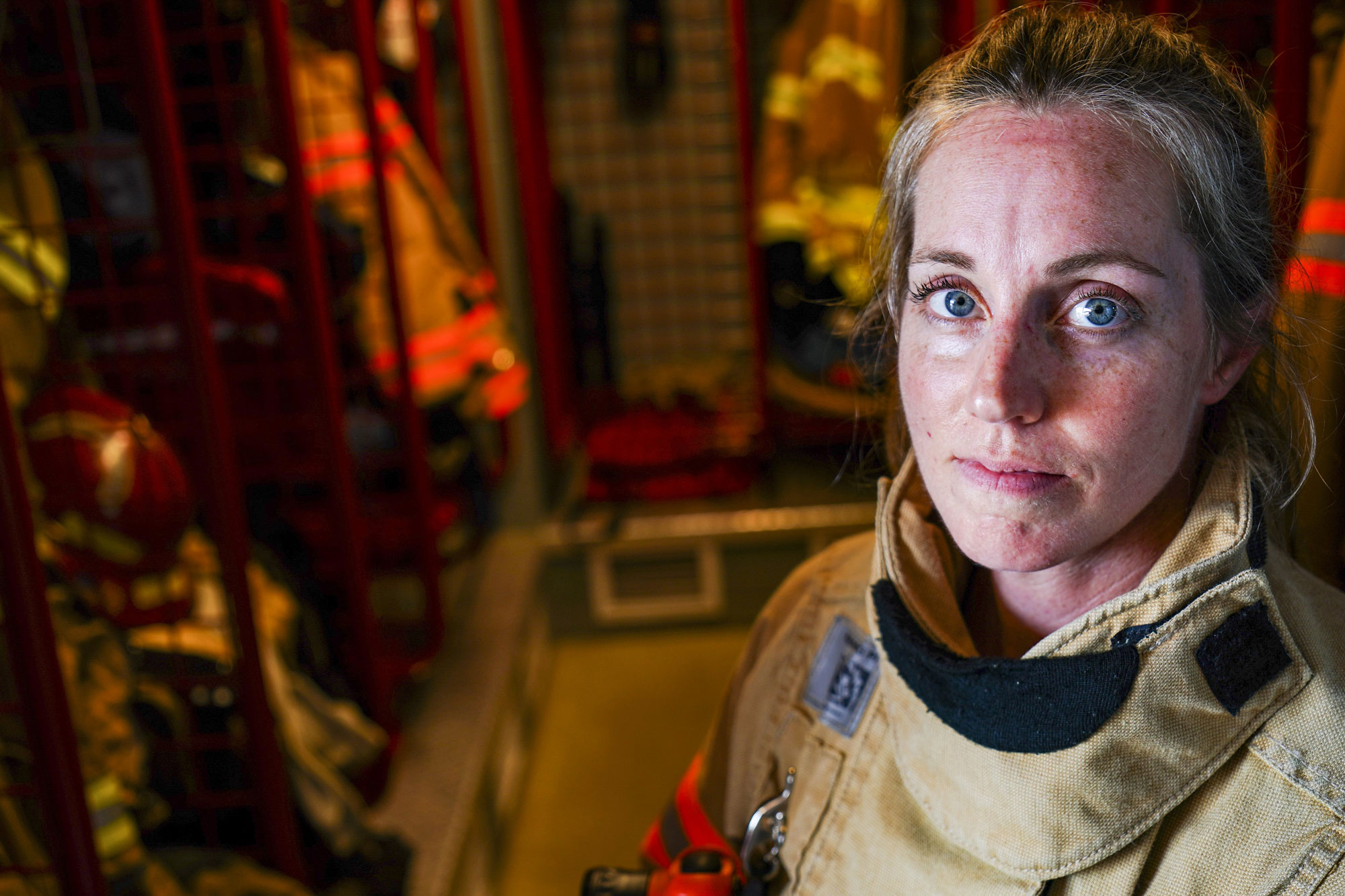 A female firefighter