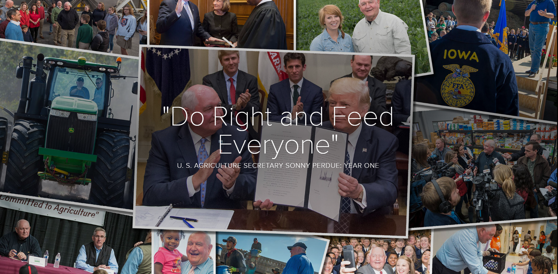 "Do Right and Feed Everyone" - U.S. Agriculture Secretary Sonny Perdue: Year One graphic