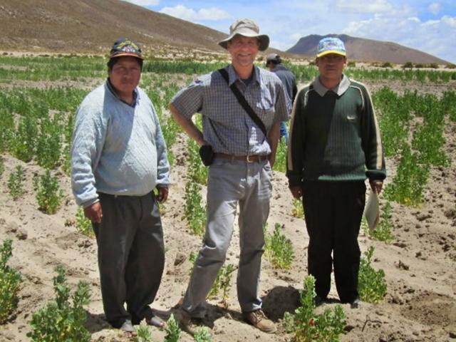 Lars (center) conducting a witness audit with a quinoa producer and inspector in Bolivia