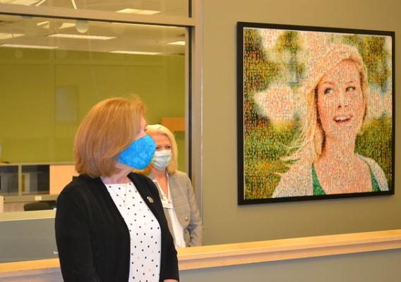 Rachel Sherard on the right provides a tour of the Avera Health facility to USDA Deputy Under Secretary for Rural Development Bette Brand