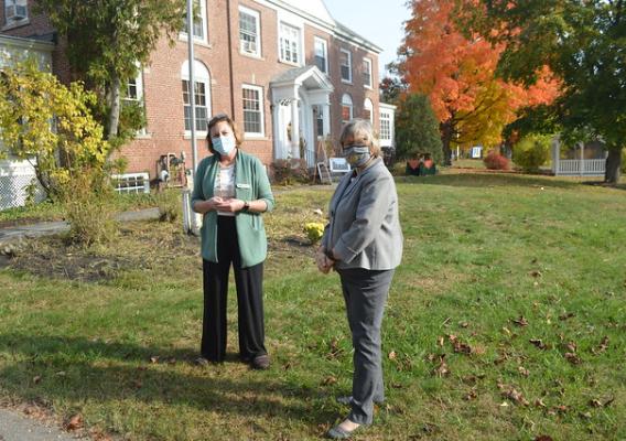 Peabody Home Executive Director Meg Miller, left, and senior-care consultant Roxie Severance, right