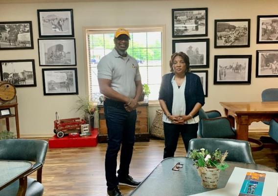 Gerald Tillman with Velma Wilson, economic and tourism director for Quitman County Mississippi, on a tour of the Quitman County Welcome Center