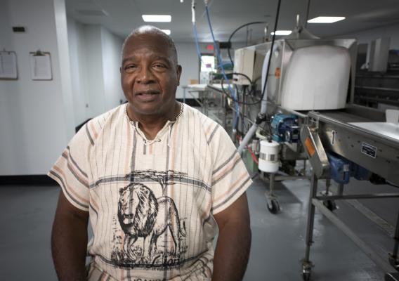 An African-American man in a facility