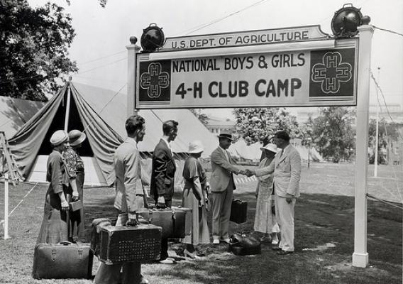 U.S. Department of Agriculture hosted the National 4-H camp on the National Mall in Washington, D.C. in 1927.  Photo courtesy of the National Records and Archives Administration.