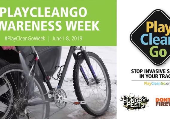 A bike with the PlayCleanGo Awareness Week header