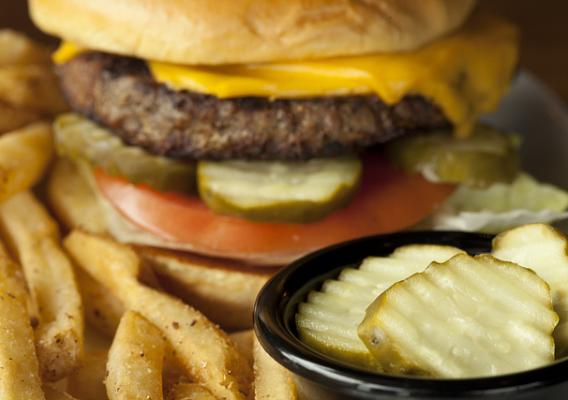 Cheeseburger with pickles
