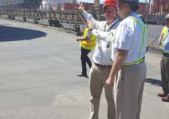 Under Secretary for Trade and Foreign Agricultural Affairs Ted McKinney touring the terminal at Port Quetzal