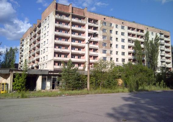 Apartment building in the ghost town of Prypiat