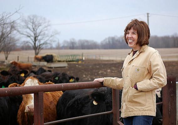 Hazlett visiting an Indiana Farm during her Ag Director days
