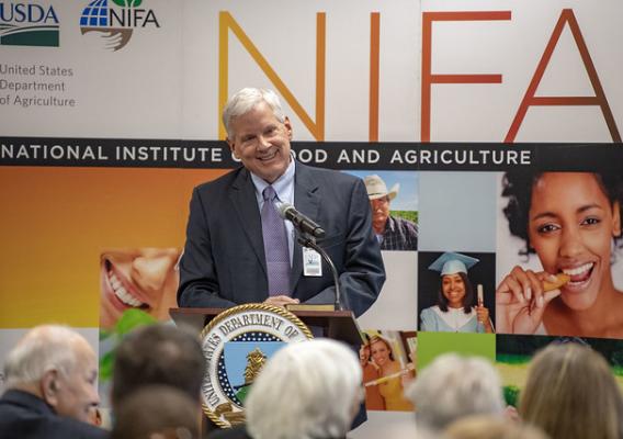 Scott Angle, Director of the National Institute of Food and Agriculture, presenting