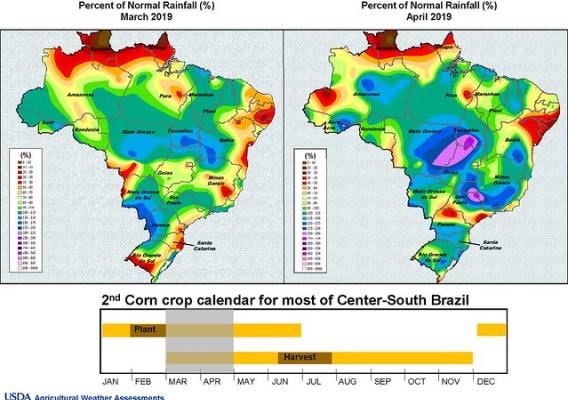Image showing rainfall levels in Brazil from a recent briefing on the World Agricultural Supply and Demand Estimates Report