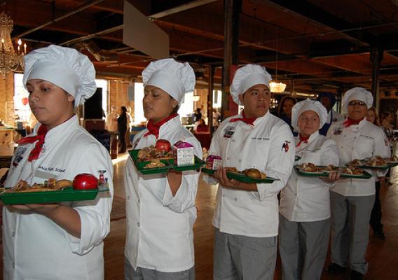 Chicago high school student chefs-in-training compete to create the healthiest, tastiest school meals at the fourth annual Cooking Up Change event held on November 4th. 