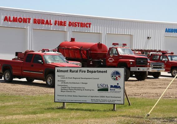 The new fire and ambulance hall in Almont, North Dakota, funded through USDA and the Recovery Act 