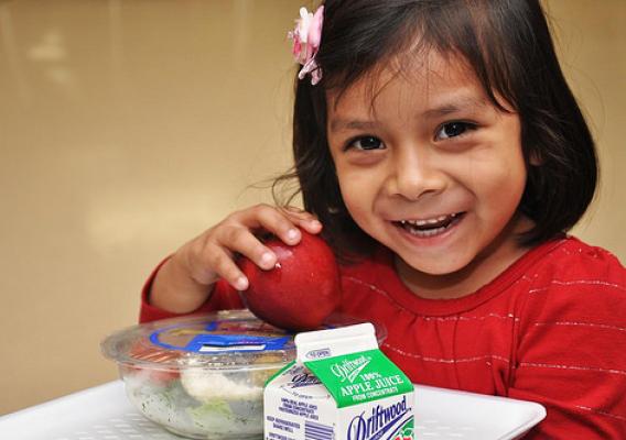 A Los Angeles, CA Unified School student enjoying tasty new meals