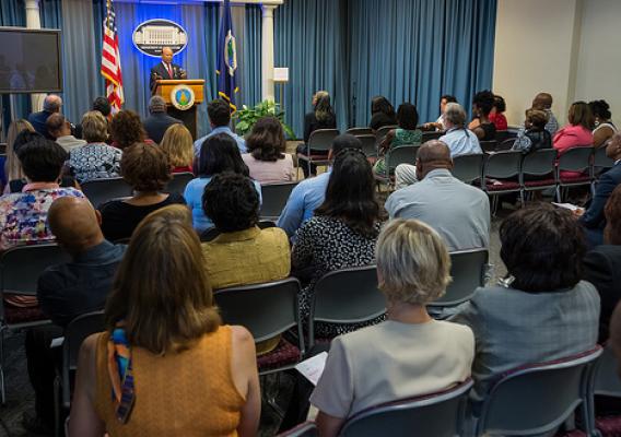 U.S. Army Major General Charles E. Williams, (Retired) gives the keynote address at the U.S. Department of Agriculture’s (USDA) Office of Communications (OC) celebration of the 50th Anniversary of the Civil Rights Acts of 1964 at USDA in Washington, D.C. USDA Photo by Bob Nichols 