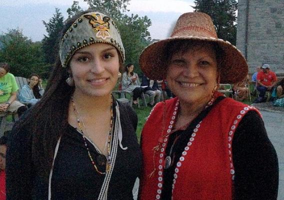 Sierra Ezrre, Tlingit high school student from Juneau, Alaska, and Carrie Sykes, Haida Cultural Educator from Kasaan, Alaska