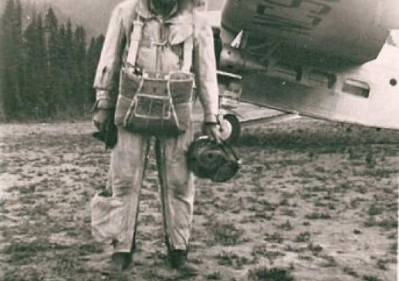 Rufus Robinson (pictured) and Earl Cooley are the first two men to parachute from an airplane to fight a forest fire