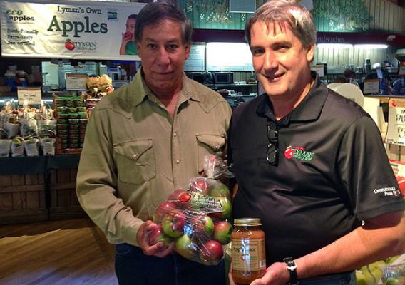 Under Secretary Edward Avalos and John Lyman III, owner of Lyman Orchards, tour the orchard’s Apple Barrel Market in Middlefield, CT.  A Farm Bill is crucial to the long-term stability of family-owned farms and orchards.