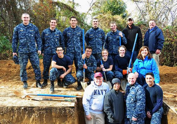 NRCS Maryland leadership joined the midshipmen for the service project. NRCS photo.