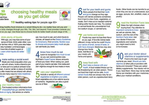 New 10 Tips Resource, “Choosing Healthy Meals As You Get Older” infographic