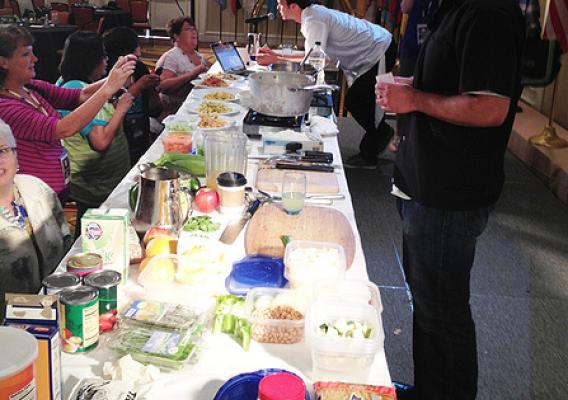 The live cooking demo by Tocabe included several creative meals using USDA Foods. Photo courtesy of Sara Hernandez, AMS