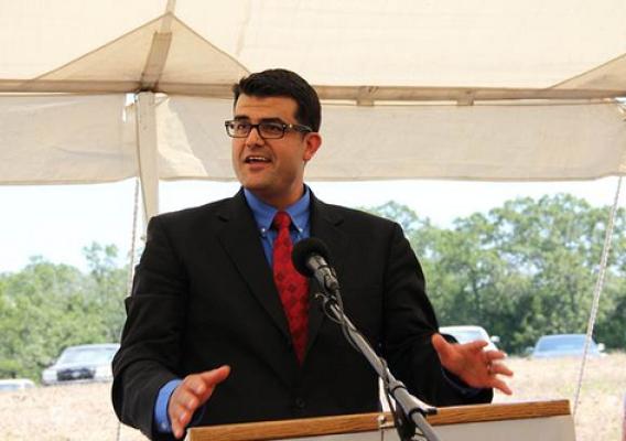Administrator Padalino speaking at the Ozark Mountain Regional Public Water Authority Treatment Plant in Arkansas. The opening marked completion of the 500th water and environmental project completed by USDA through the Recovery Act. USDA photo.