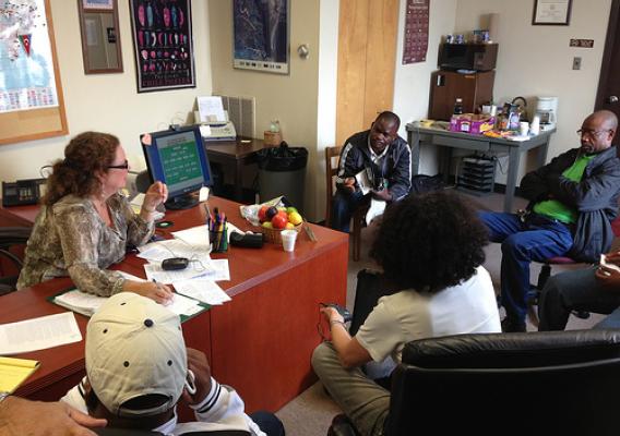 USDA Market News reporter Holly Mozal teaches a Cochran Fellowship group from Haiti about our Market News database.  We capture data for everything from cotton, fruits, vegetables and specialty crops, livestock, meats, poultry, eggs, grain and hay, to milk and dairy, and tobacco.