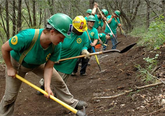 AmeriCorps members are restoring trails like the one pictured here, managing forests and working on other critical land management activities.
