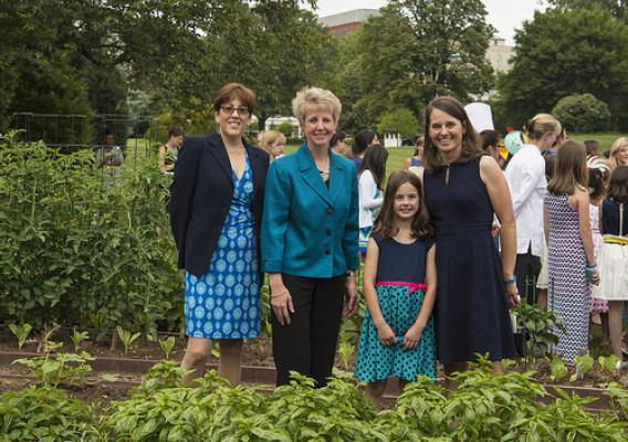 Pictured left to right, Jackie Haven and Angie Tagtow with Anabel Bradley and her mother, Julia Bradley. Anabel submitted the 2014 winning recipe from Iowa. 