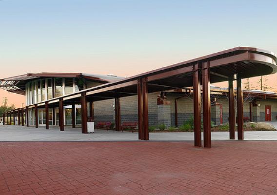 Del Oro High School in Loomis, CA, boasting a new Performing Arts Building and Gymnasium—as well as 400 tons of Metal Works steel. (Photo courtesy Metal Works)