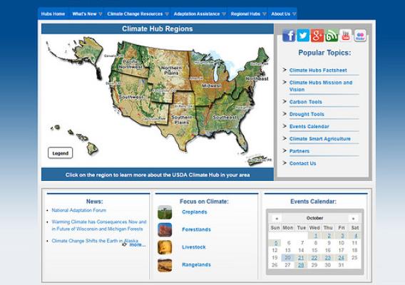The USDA Climate Hubs home page.