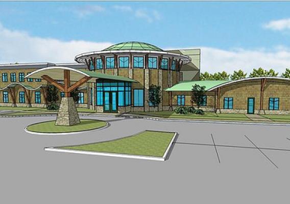 A rendering of the design of the new tribal center and health clinic, financed with USDA support through the Recovery Act.  