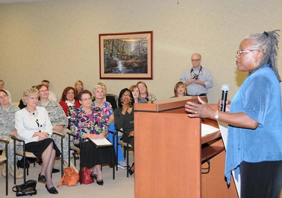 FNS Deputy Administrator for Special Nutrition Programs Audrey Rowe talks about the importance of the Women, Infants, and Children Program during a ceremony at in Clarksville, Tenn.