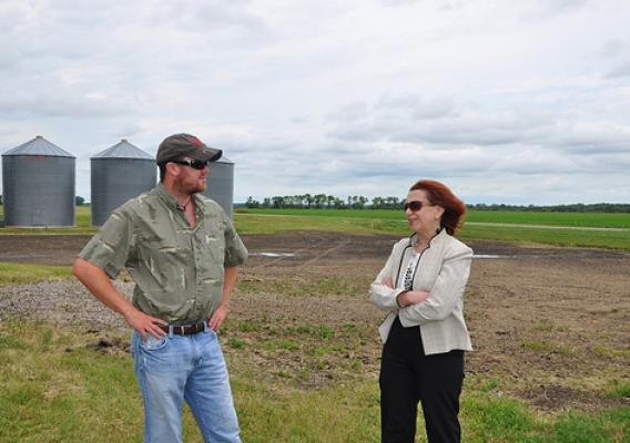 Tom Grzadzieleski, Jr., received help from FSA staff, including Farm Loan Manager Linda Werven, to double the size of his operation in Drayton, N.D.