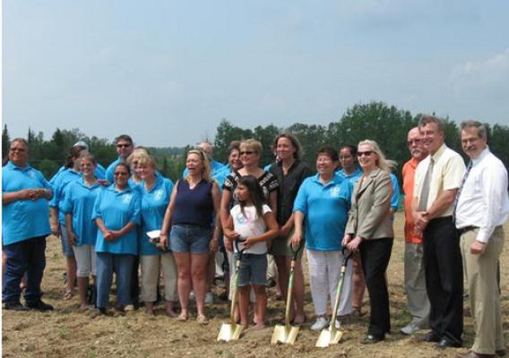 Chief Higgins and USDA Rural Development State Director Virginia Manuel (with the shovels) were joined by representatives from the state’s congressional delegation and several tribal members for the groundbreaking ceremony. The congressional representatives are:  Phil Bosse, State Representative for Senator Susan Collins (far right), Sharon Campbell, Regional Representative for Senator Olympia Snowe (behind the little girl), and Barbara Hayslett, District Representative for Congressmen Michael Michaud (betw