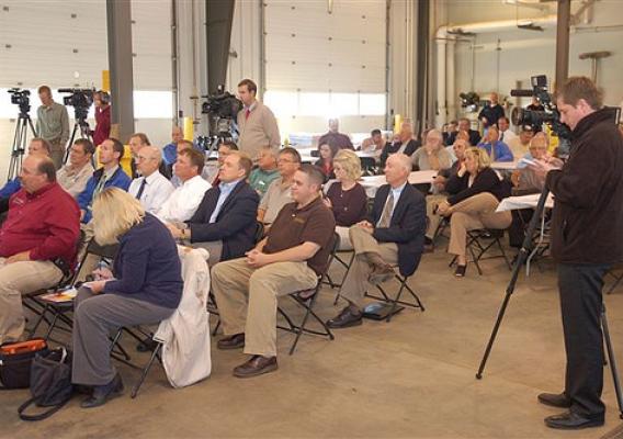 A press conference was held last month at Sioux Valley Energy, announcing  start of construction of a project to produce electricity from wind turbines.  